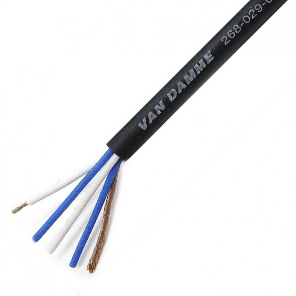 268-029-000 Van Damme Tour Grade Classic XKE Miniature Starquad Series 4 Core, 0.08 mm CSA Screened, 4.85 mm OD, 100 m, Black