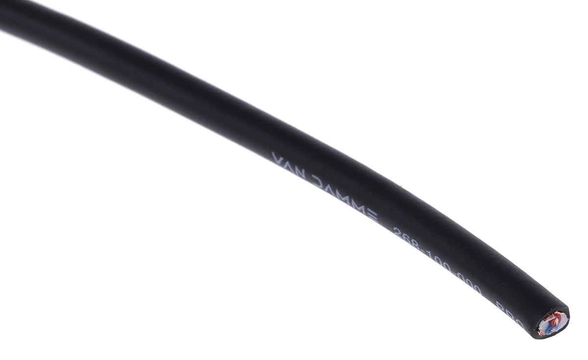 Van Damme 268-100 Series 2 Core Screened, 3.6 mm OD, 100 m, Black