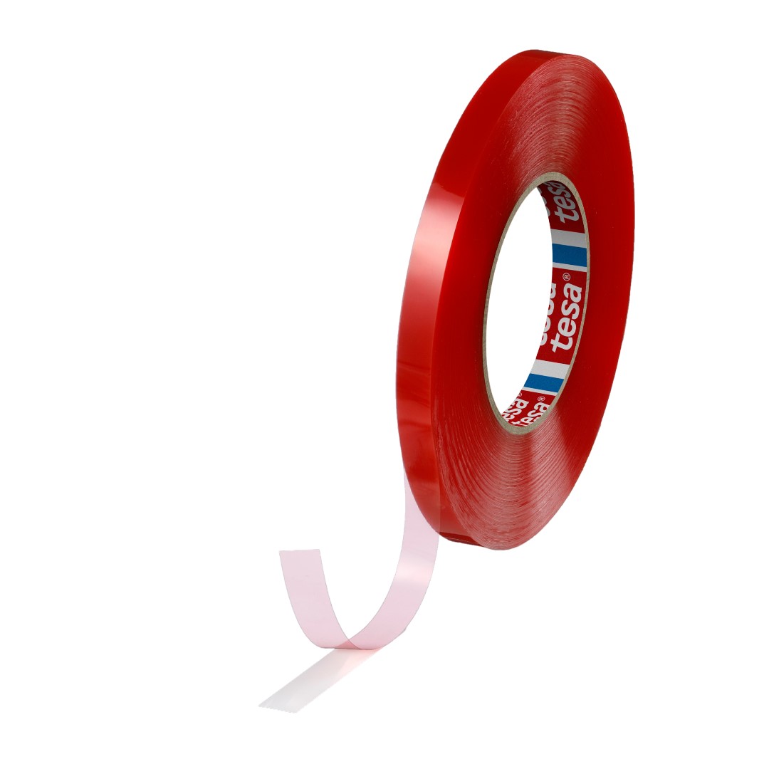 Tesa 04965-00176-00 Transparent Double Sided Plastic Tape, 0.205mm Thick, 11,8 N/cm, PET Backing, 12mm x 50m
