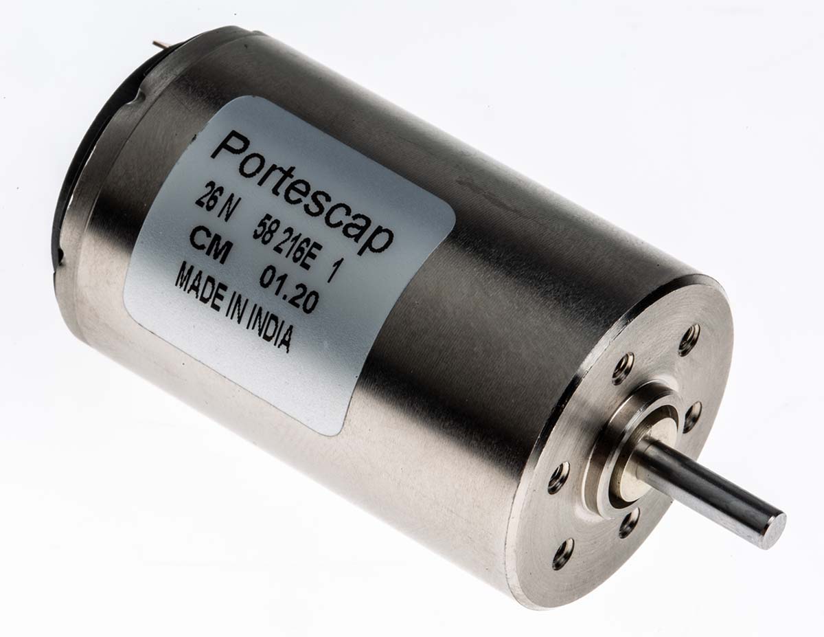 Portescap Low Inertia Type Servo Motor DC Motor, 5.75 W, 12V dc, 17.3 mNm, 4700rpm, 3 mm Shaft Diameter