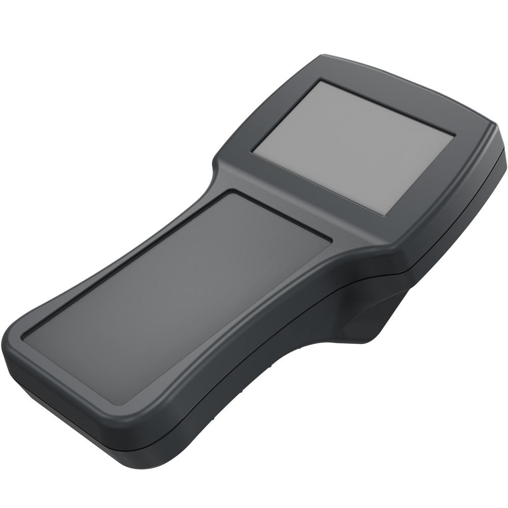 Rose Beluga Series Grey, Black Polyamide Handheld Enclosure Integral Battery Compartment Display Window, IP65, 220 mm x