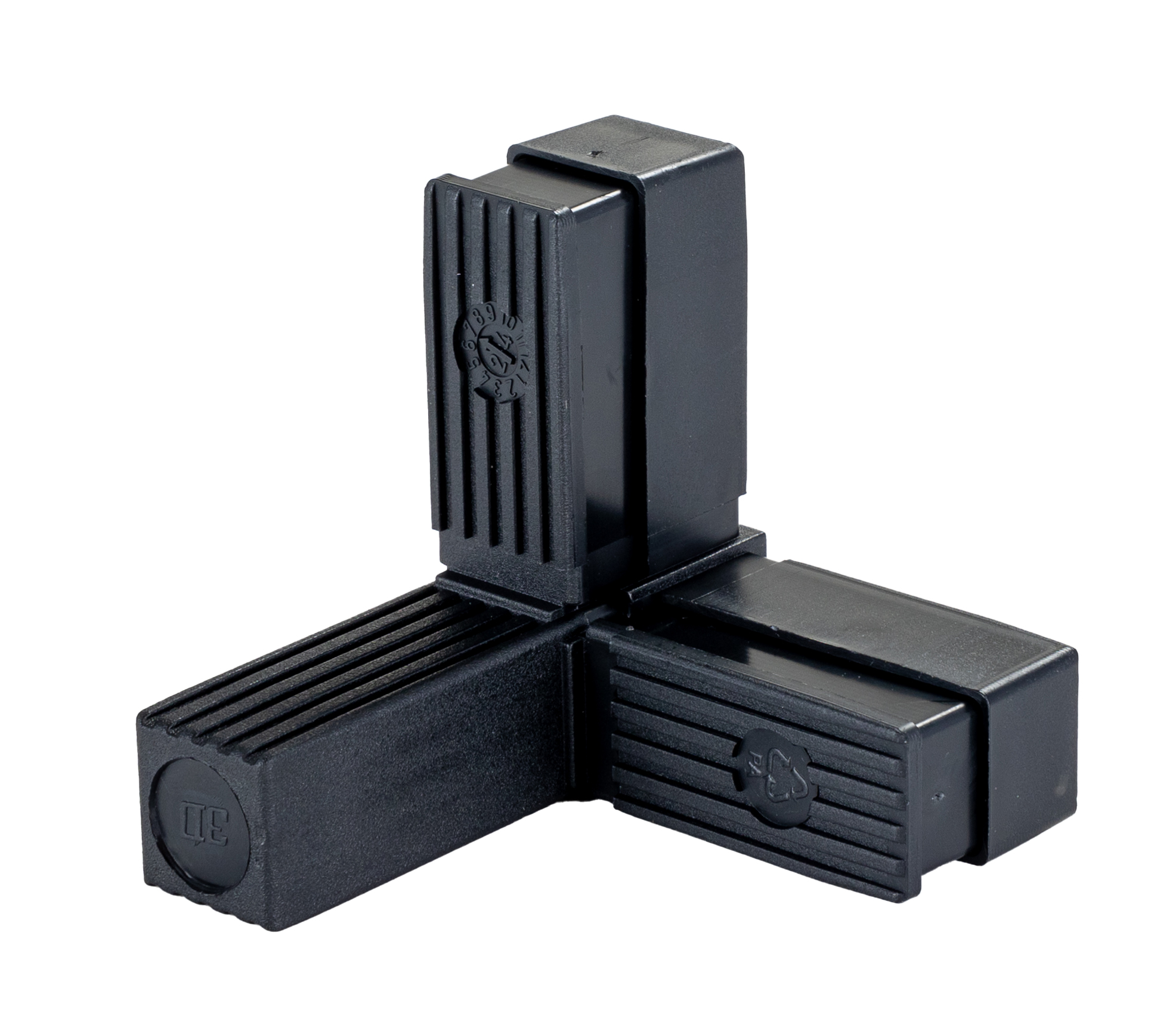274-1115 RS PRO 3-Way Connector, Square Tube Connector, Strut Profile 25 mm, Round Tube Size 25 x 25 mm