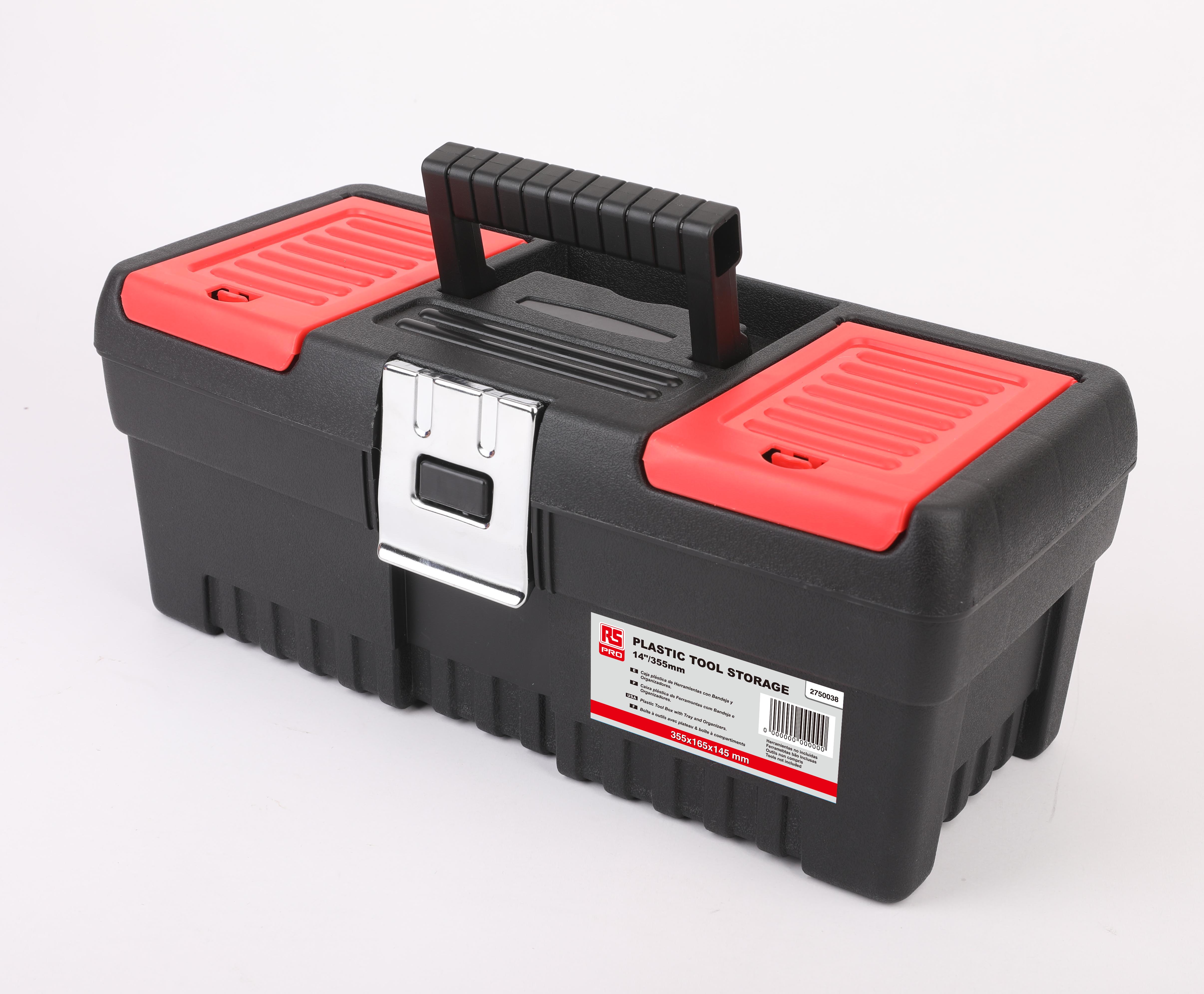 RS PRO Polypropylene, Carbon Steel Tool Box 145 mm 355 mm 165mm