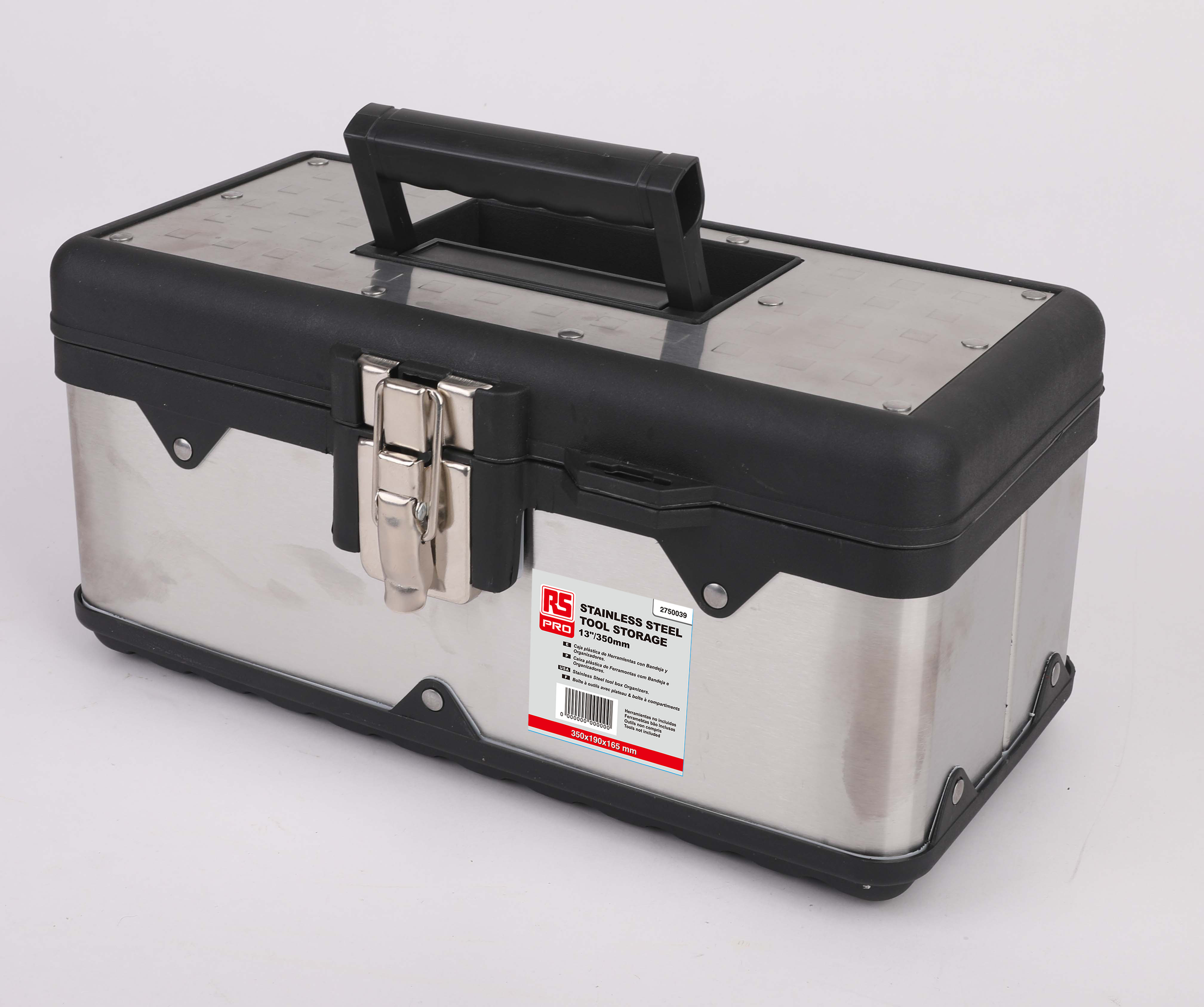RS PRO Polypropylene, Stainless Steel Tool Box 165 mm 350 mm 190mm