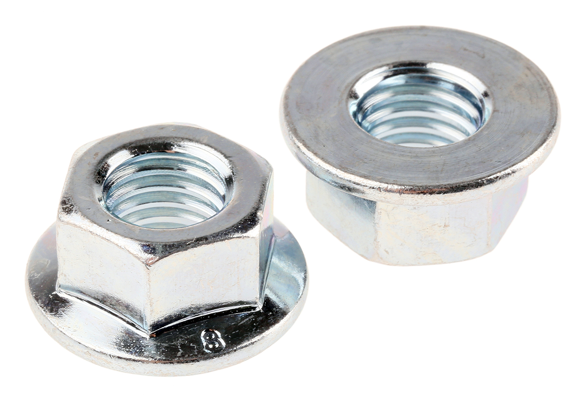 RS PRO, Bright Zinc Stainless Steel Flanged Hex Nut, DIN 6923, Metric