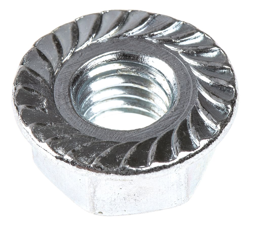 275-557 RS PRO, Bright Zinc Steel Flanged Hex Nut, DIN 6923, Metric