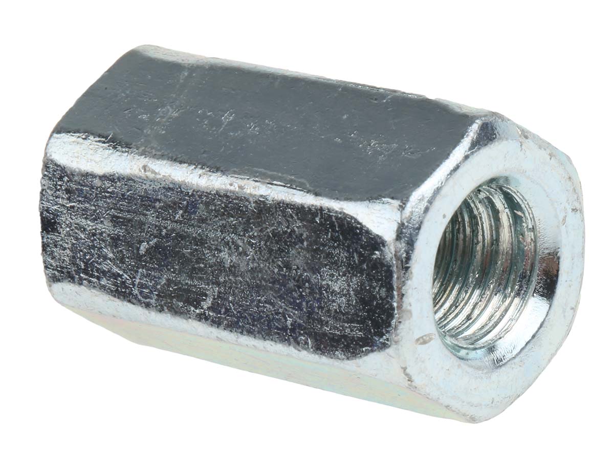 276-544 RS PRO 30 mm Bright Zinc Steel Coupling Nut, M10