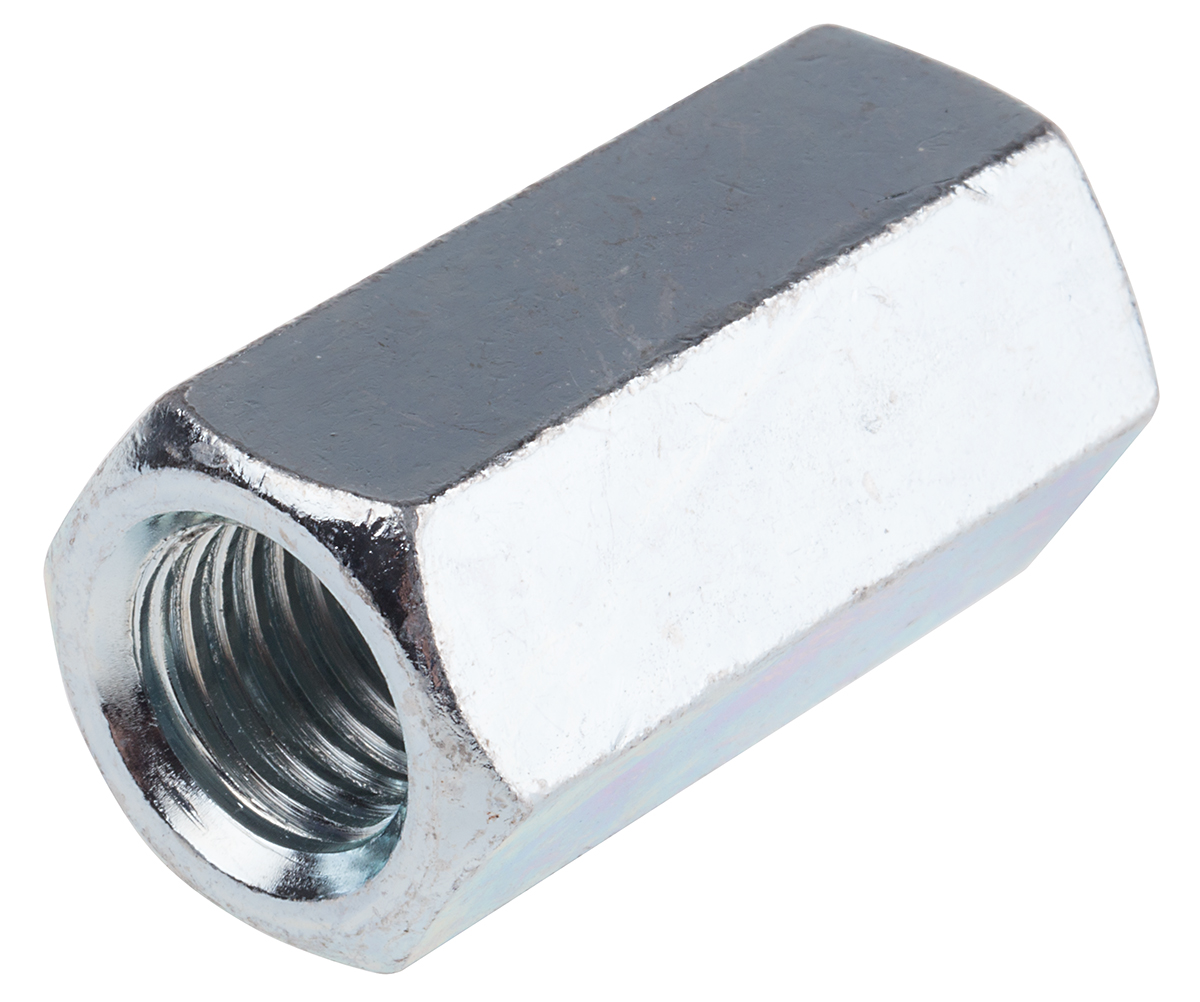RS PRO 48 mm Bright Zinc Steel Coupling Nut, M16