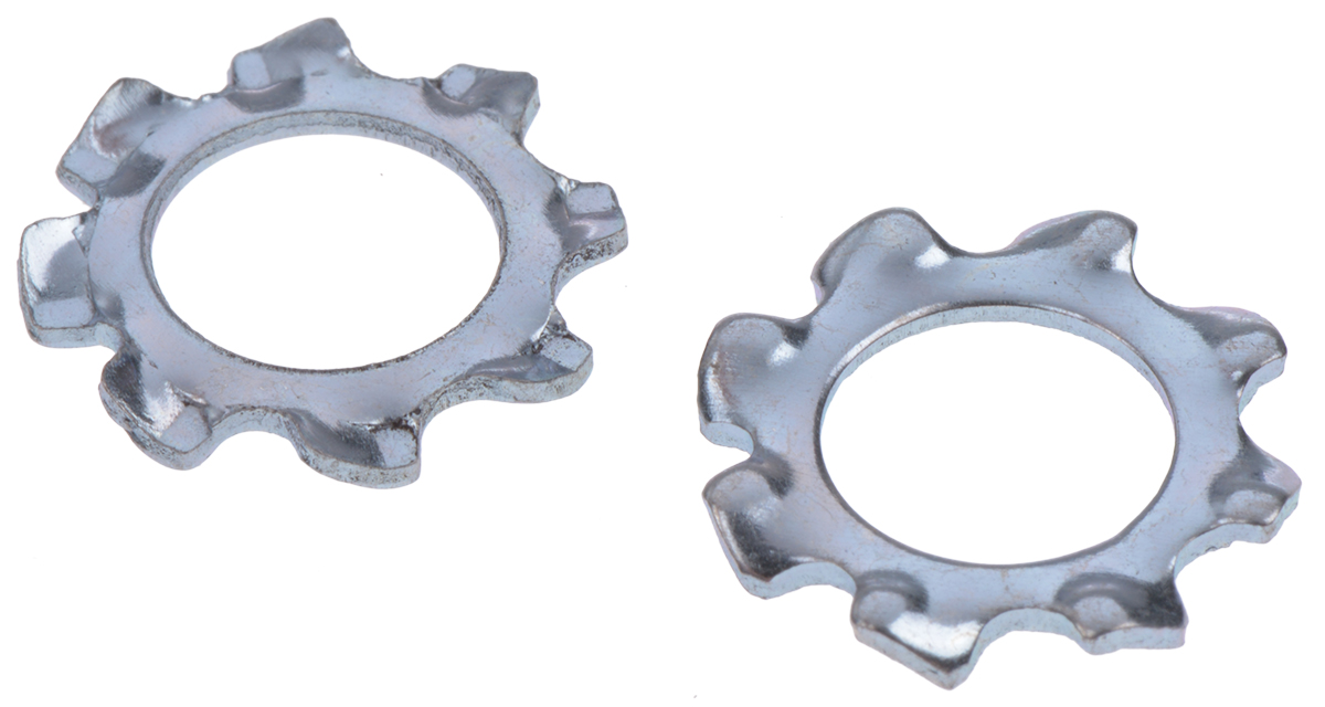 RS PRO Steel Bright Zinc External Tooth Locking Washer, M8, DIN 6797A
