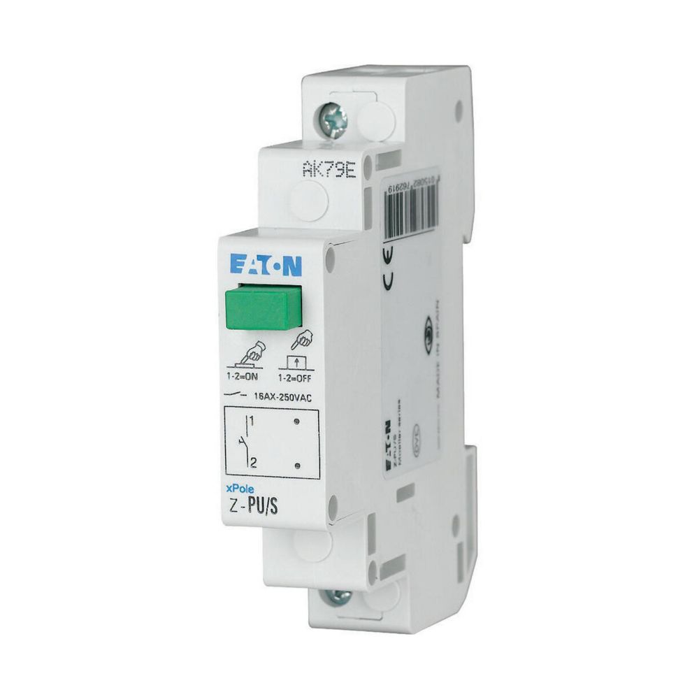 Eaton Z-PU Series Push Button Switch, DIN Rail, 1 NO, IP40 250 V ac