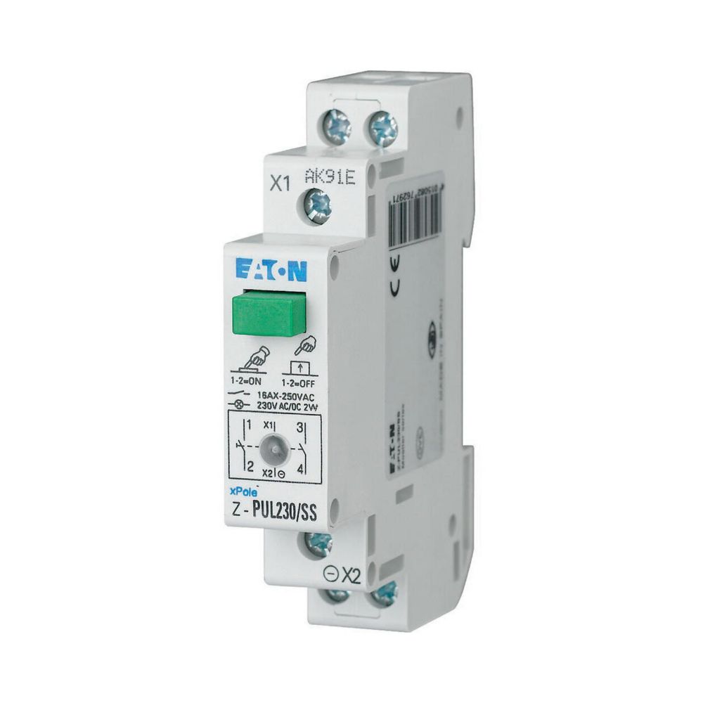 Eaton Z-PUL Series Push Button Switch, DIN Rail, 2 NO, IP40 250 V ac