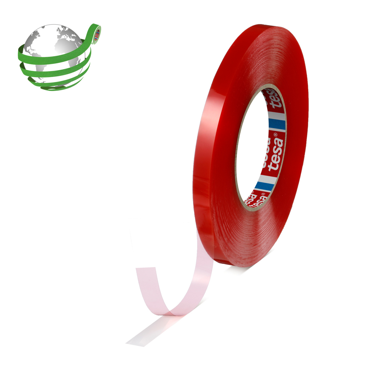 Tesa 04965-00176-00 Transparent Double Sided Tape, 0.205mm Thick, 10.3 N/cm, PET Backing, 12mm x 50m
