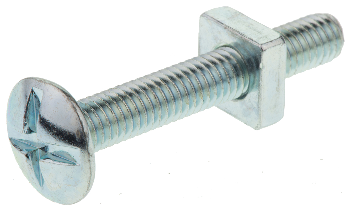 RS PRO Bright Zinc Steel Roofing Bolt x 40 mm