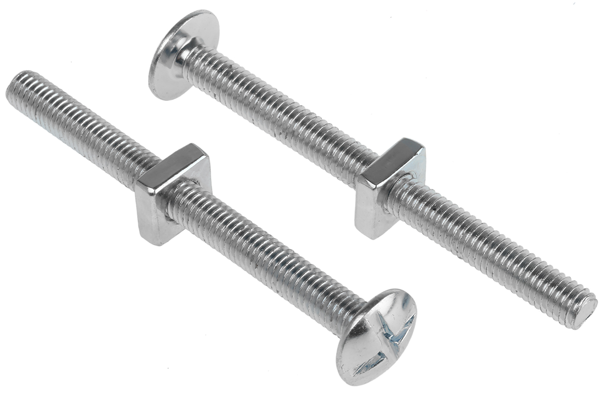 RS PRO Bright Zinc Steel Roofing Bolt x 70 mm