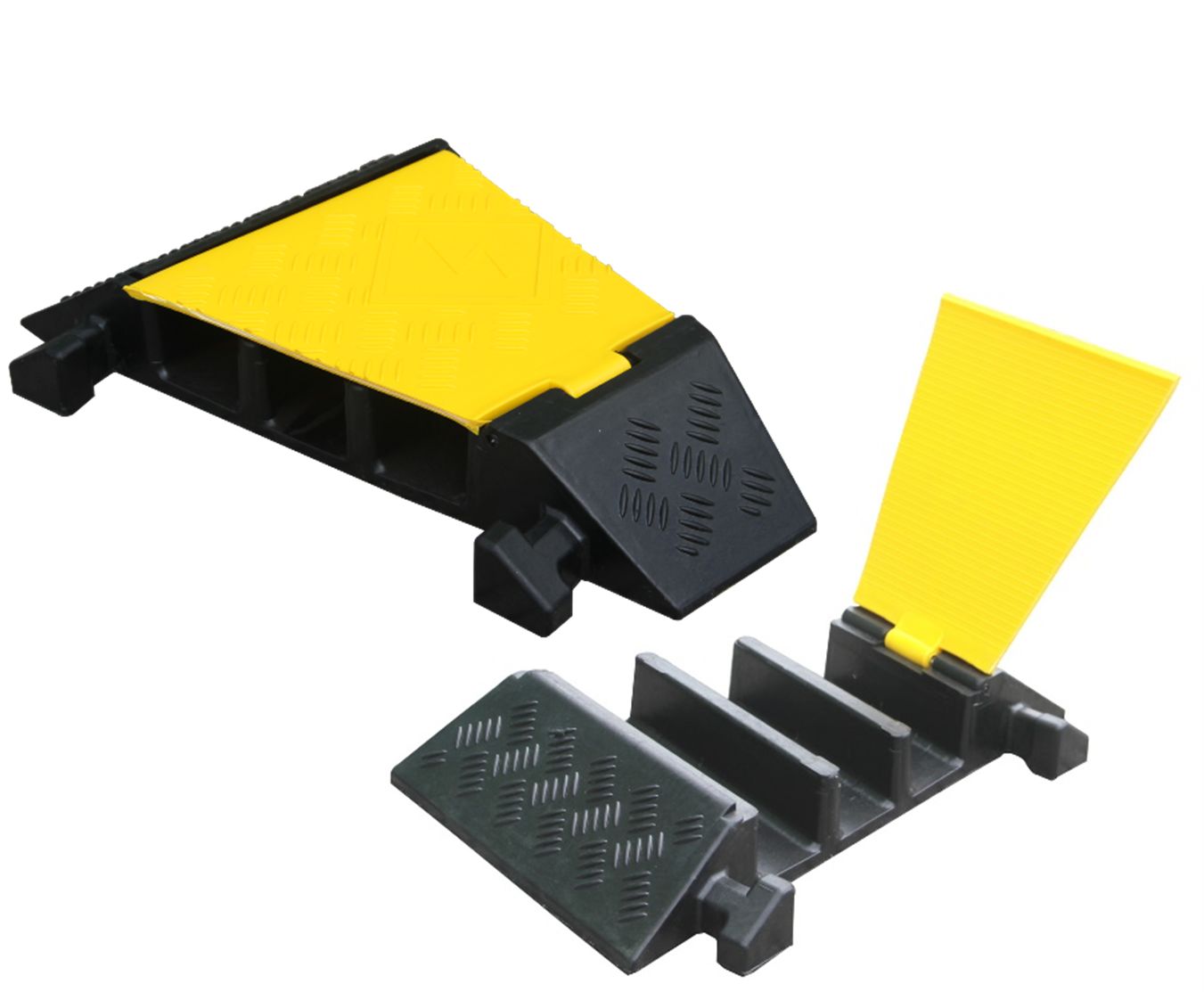 RS PRO 310 mm Black, Yellow Cable Cover in Natural Rubber, 65 mm ID