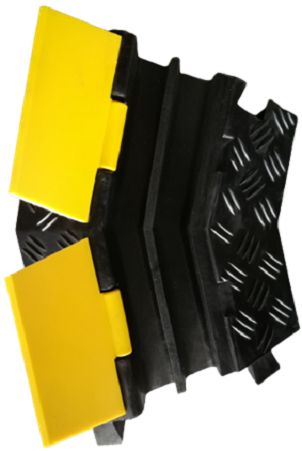 RS PRO 400 mm Yellow, Black Cable Cover in Natural Rubber, 28 mm ID