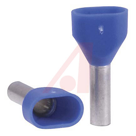 Altech Insulated Crimp Bootlace Ferrule, 9.9 mm Pin Length, 3.3 mm Pin Diameter, Blue from 14 AWG to 14 AWG Wire Size