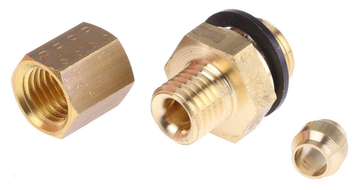 Legris Brass Pipe Fitting, Straight Compression Coupler, Male G 1/8in to Female 4mm