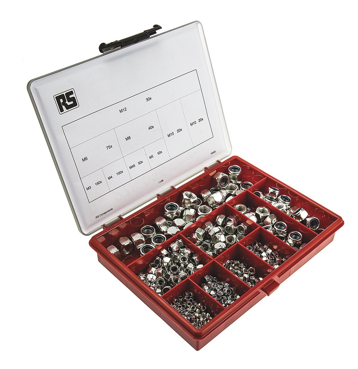 RS PRO Steel Self-Locking Nuts Box, 495 Pieces