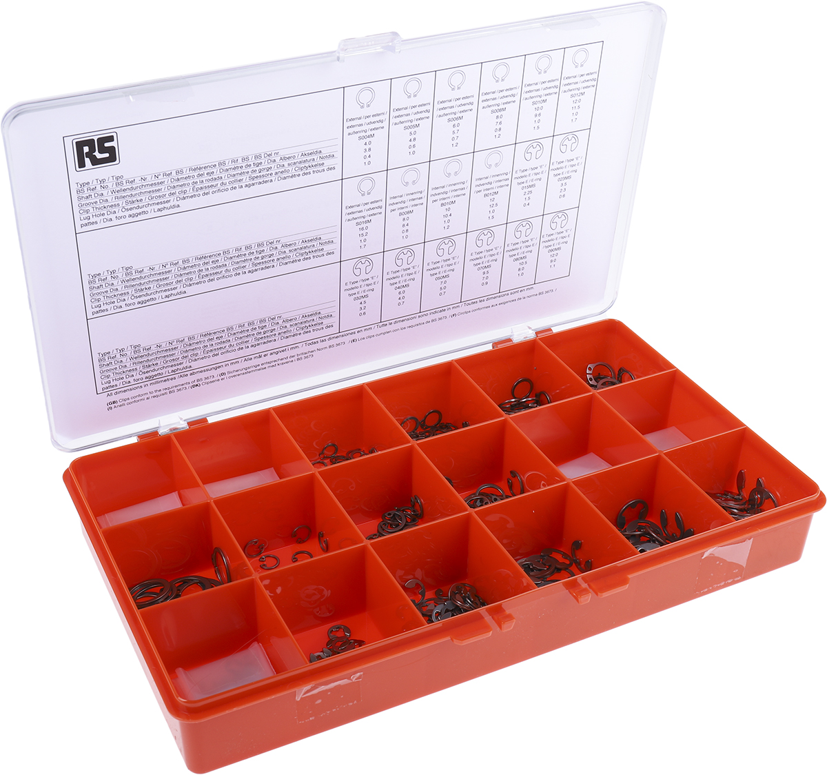 RS PRO 890 piece Stainless Steel Circlip Kit 8 mm