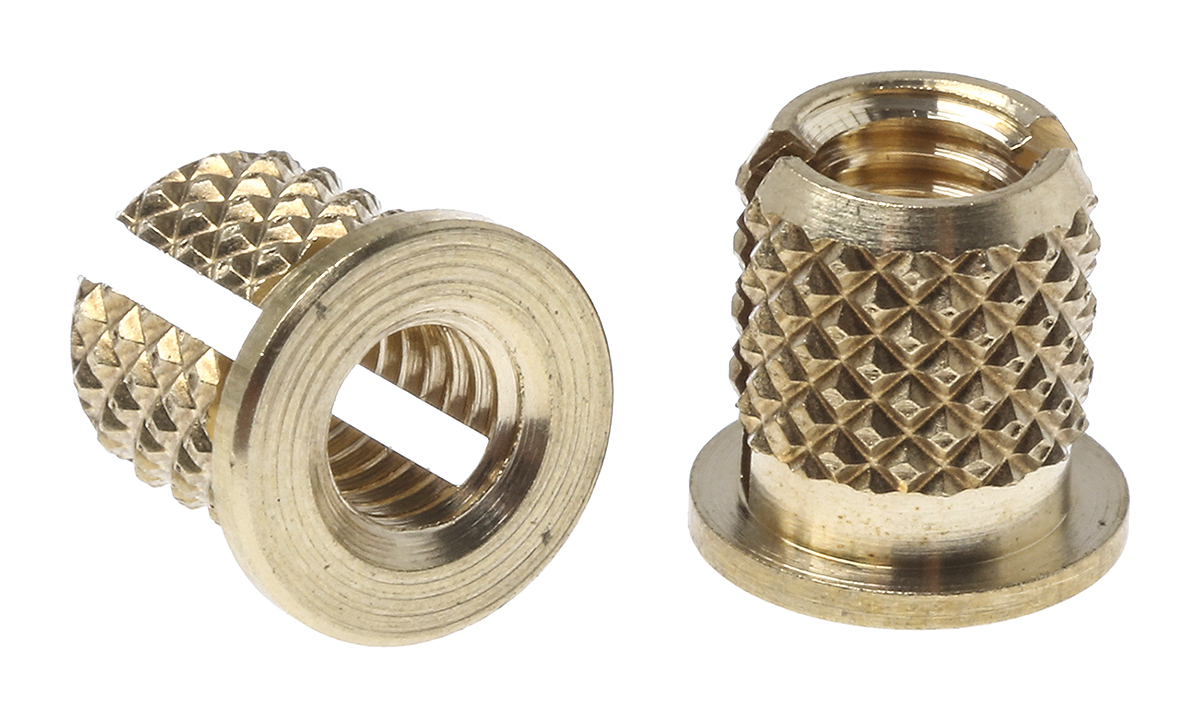 RS PRO Flush Brass Threaded Insert diameter 4.8 mm 6.35 mm