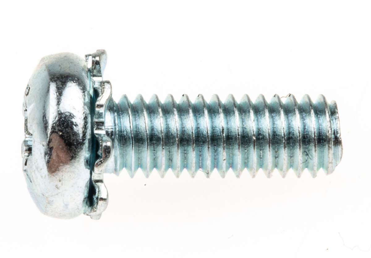 278-691 RS PRO x 16 mm Bright Zinc Steel Pan Head Sems Screw, Spring Washer