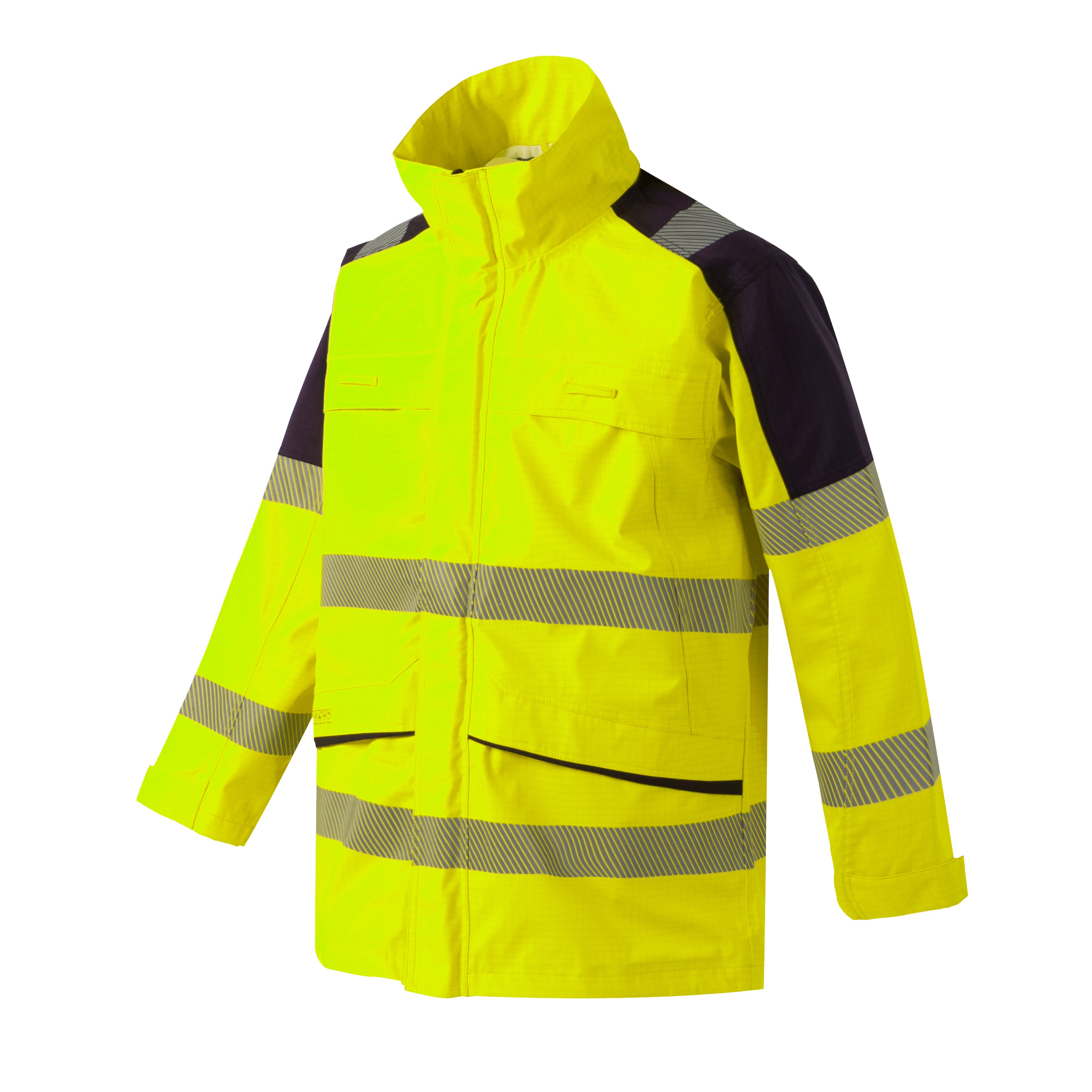 278cvjfl CODUPAL Zeus Navy, Yellow Unisex Hi Vis Jacket, L