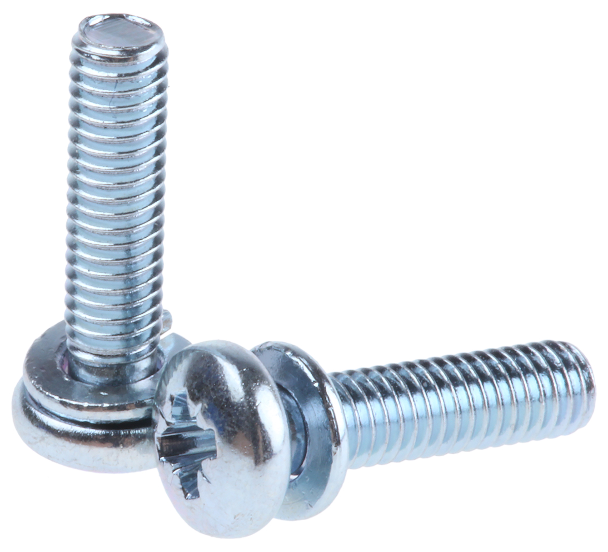 RS PRO x 16 mm Bright Zinc Steel Pan Head Sems Screw, Spring Washer