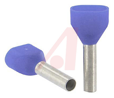 Altech Insulated Crimp Bootlace Ferrule, 12 mm Pin Length, 3.3 mm Pin Diameter, Blue from 14 AWG to 14 AWG Wire Size