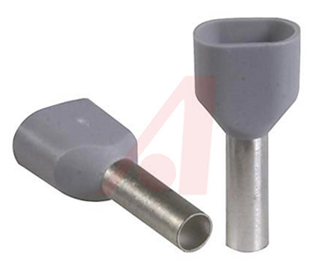 Altech Insulated Crimp Bootlace Ferrule, 12 mm Pin Length, 3.9 mm Pin Diameter, Grey from 12 AWG to 12 AWG Wire Size