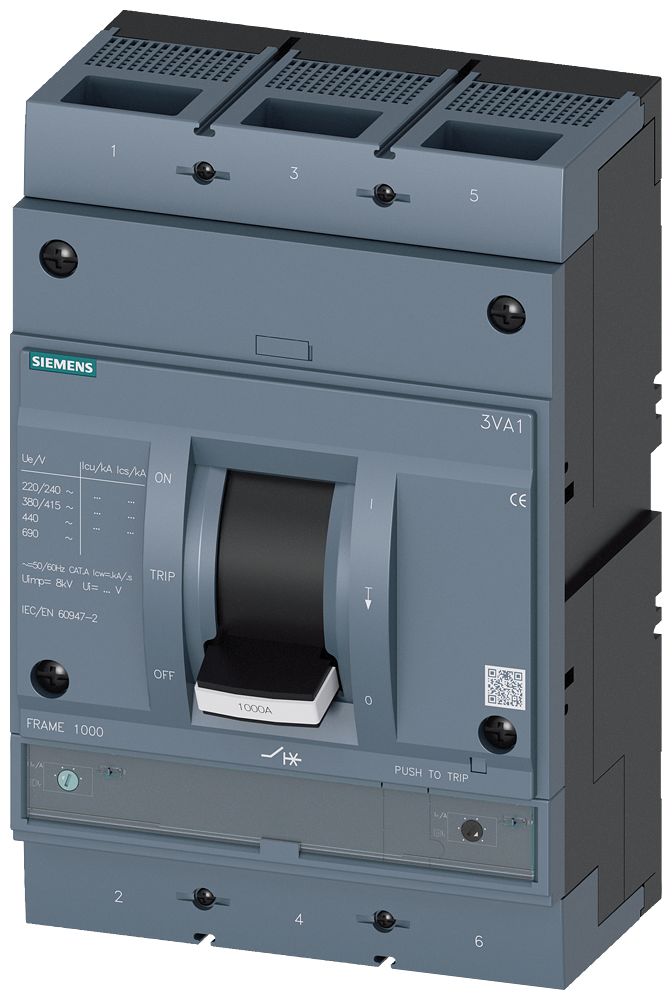 Siemens, SENTRON MCCB Molded Case Circuit Breaker 3P 800A, Breaking Capacity 70 kA, DIN Rail Mount