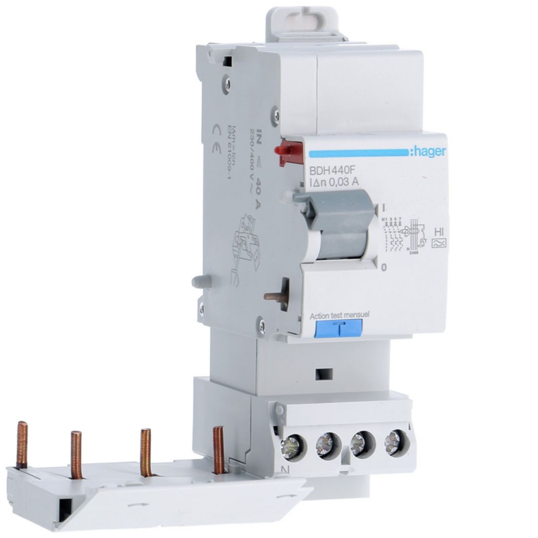 Hager BDH Series RCCB, 40A, 3 Pole, 30mA, Type A-HI