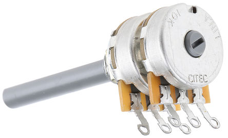 TE Connectivity 27 10 kΩ Rotary Potentiometer 1-Turns 2-Gang Panel Mount