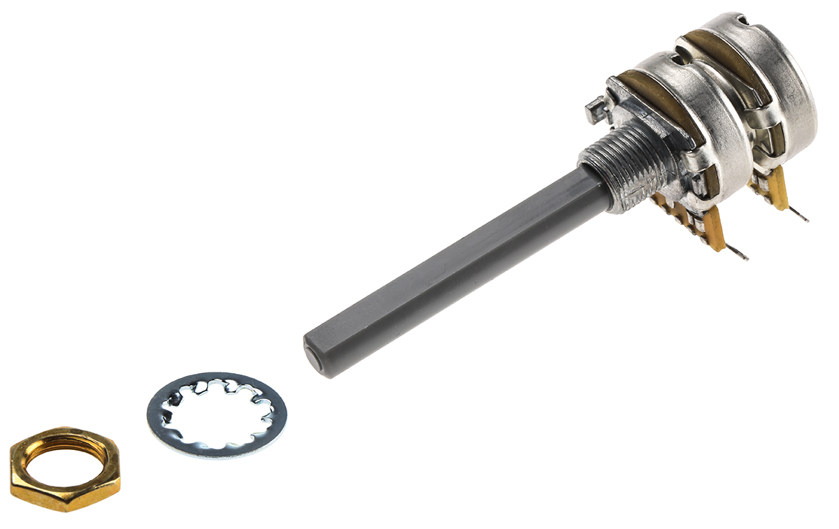 TE Connectivity 27 10 kΩ Rotary Potentiometer 1-Turns 2-Gang Panel Mount, 27ESB103MMF50N