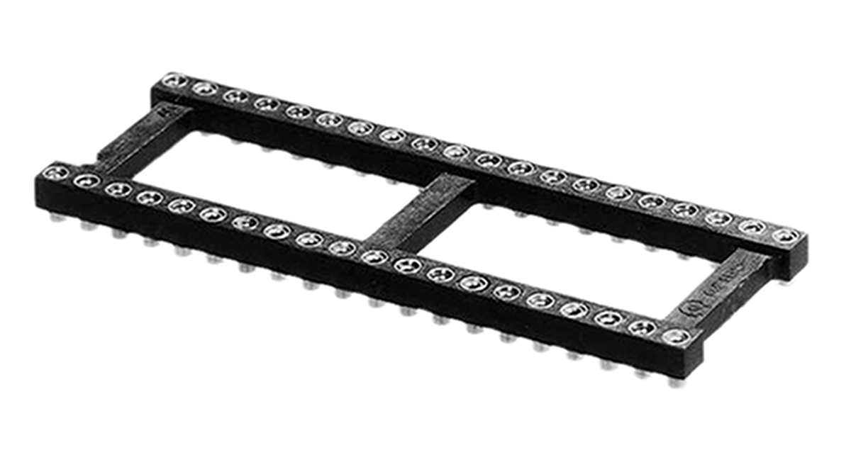 Aries Electronics, 518 2.54 mm Pitch Vertical 28 Way, Surface Mount Standard Pin Open Frame DIL Socket, 3A