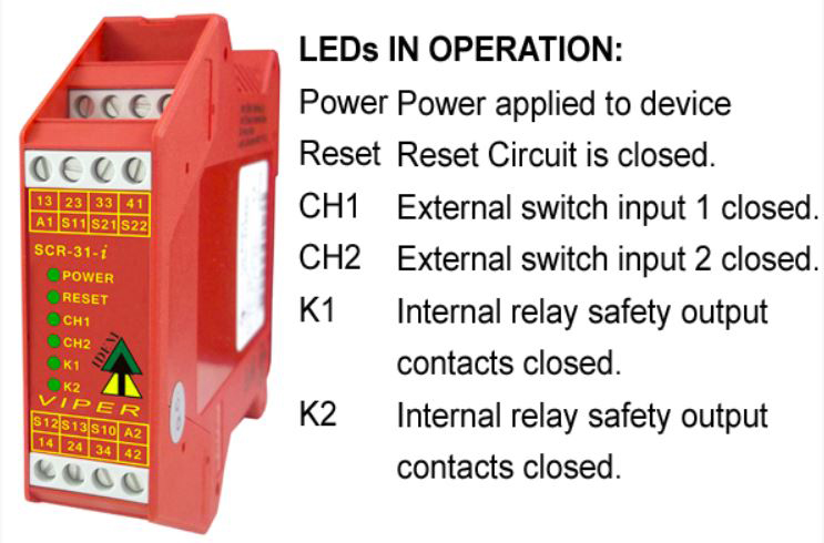 280002 IDEM SCR-31-i Screw Terminals, 24V ac/dc Safety Relay, 3 Safety Contacts, 1