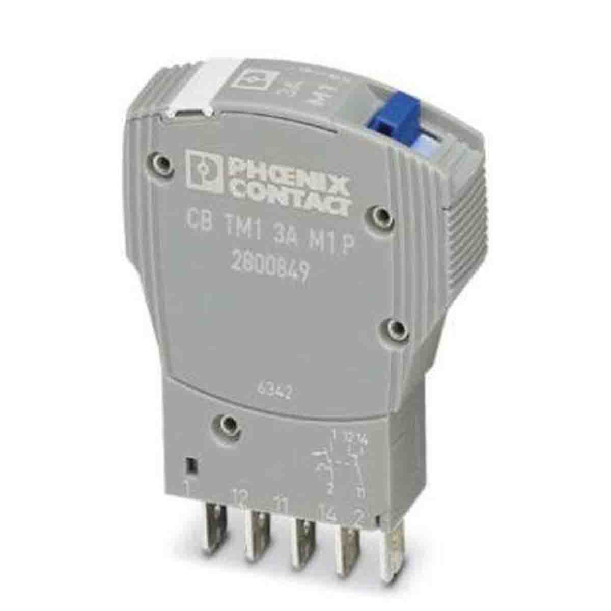 Phoenix Contact TRABTECH TRABTECH Thermal Circuit Breaker - 1-Pole, Snap-On, 3A Current Rating, 1 kA, 277V ac, 80 V dc
