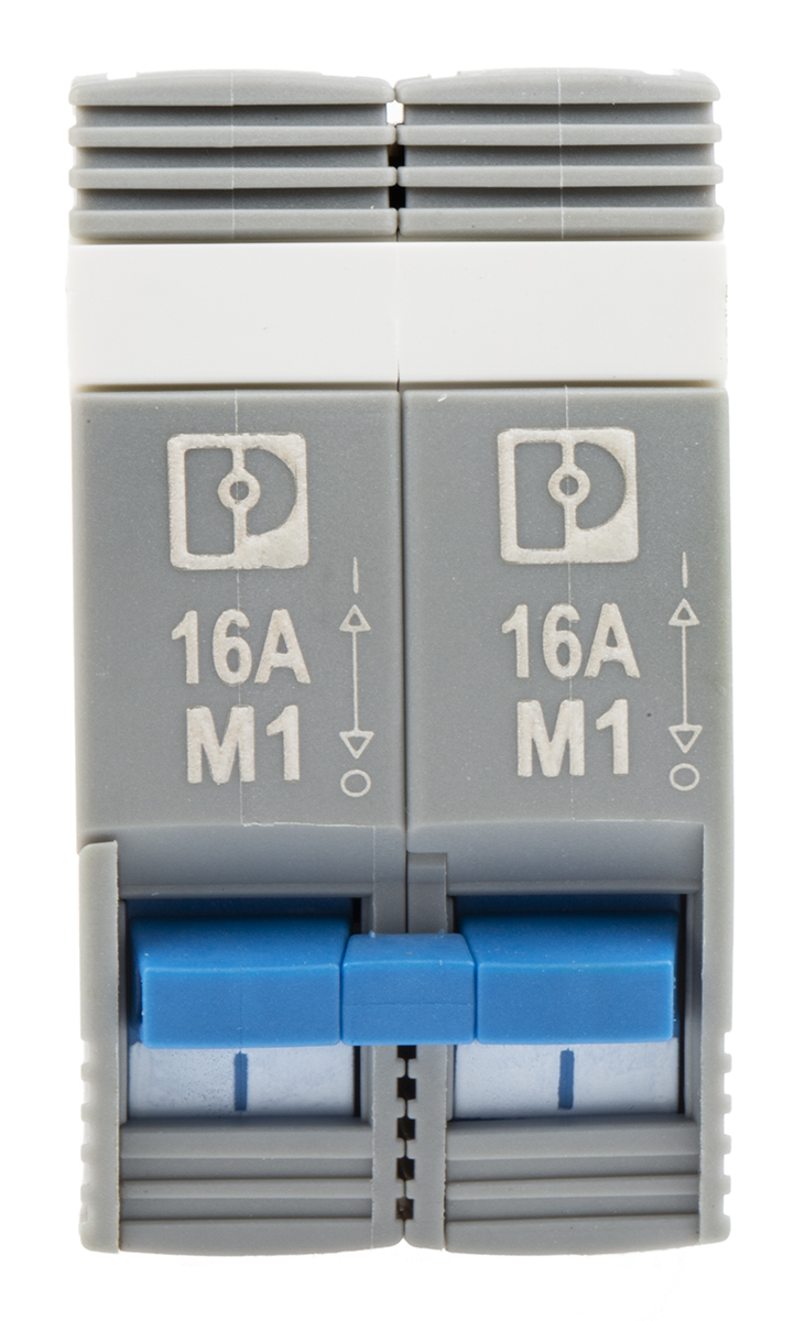Phoenix Contact TRABTECH TRABTECH Thermal Circuit Breaker - 2-Pole, Base, 16A Current Rating, 277V ac, 80 V dc