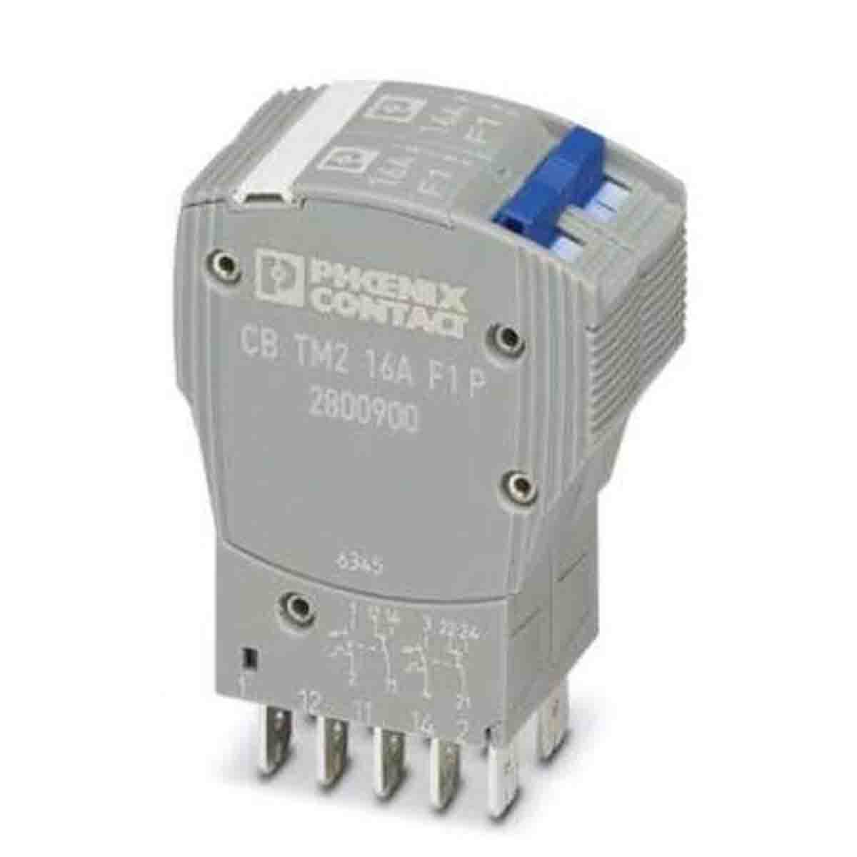 Phoenix Contact TRABTECH TRABTECH Thermal Circuit Breaker - 2-Pole, Snap-On, 16A Current Rating, 1 kA, 277V ac, 80 V dc
