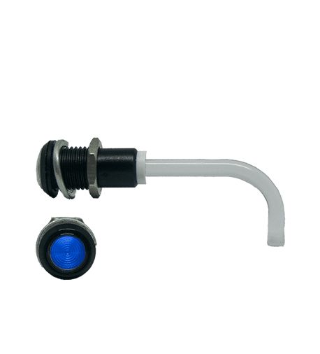 RHD-0900-2500-F9PZB67PR Bivar, Panel Mount Right Angle LED Light Pipe, Blue Round Lens