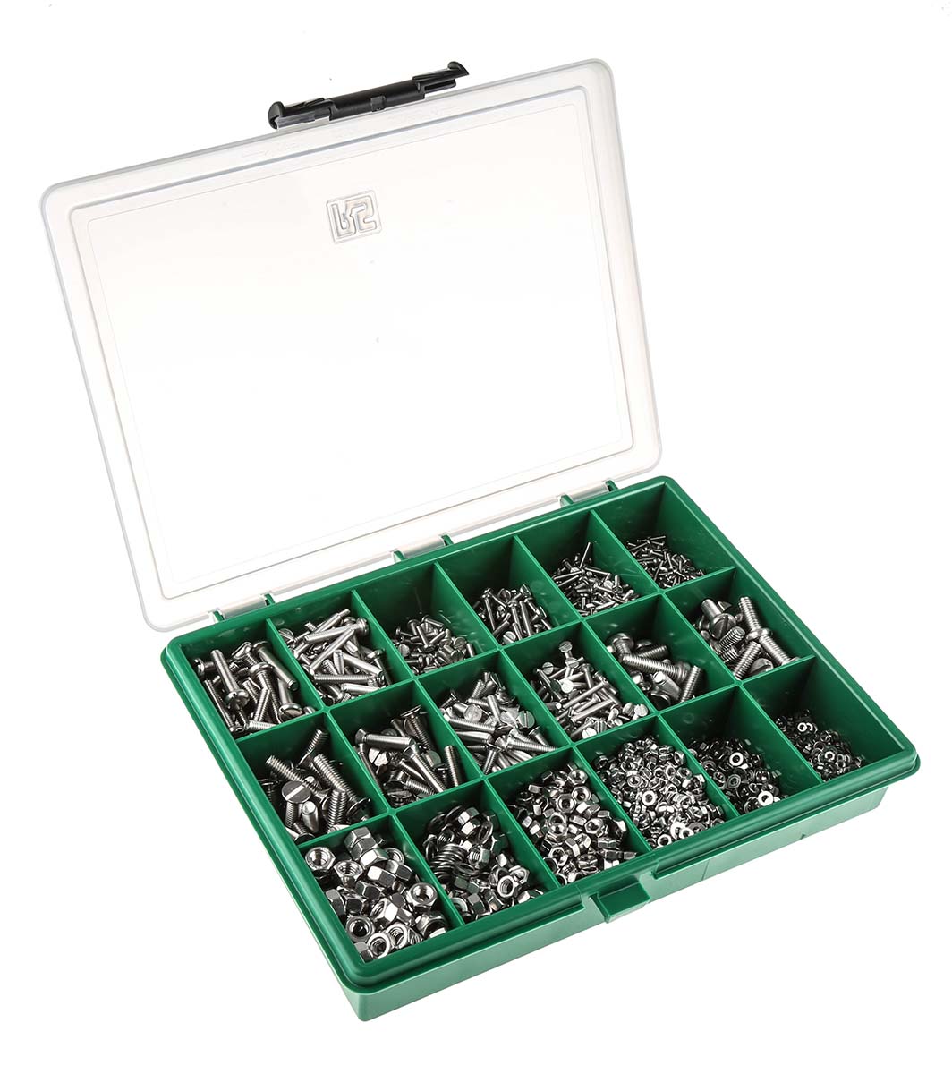 RS PRO Stainless Steel 3168 Piece Slot Drive Machine Screw Drive Screw/Bolt Kit