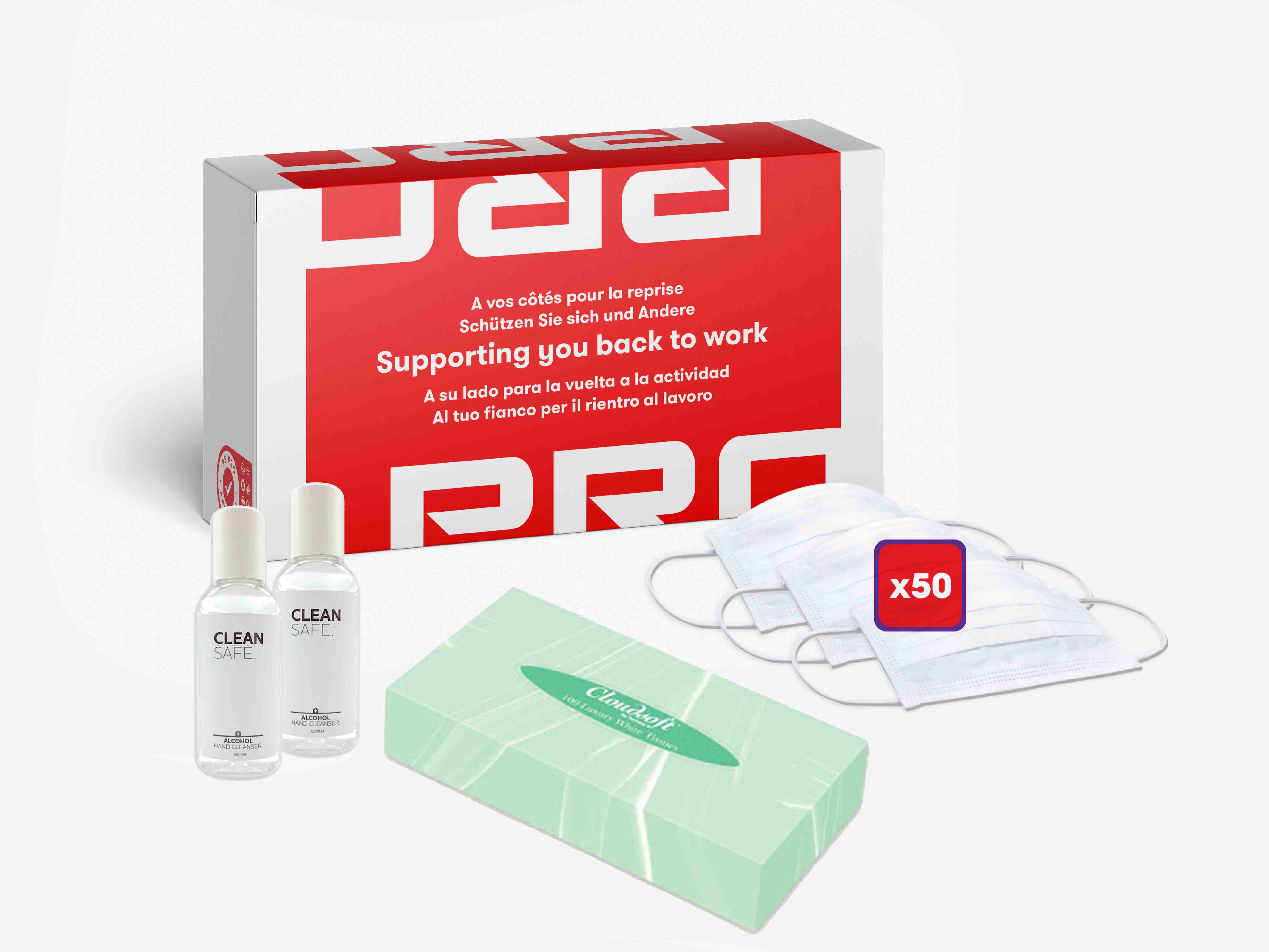 RS PRO White Polyethylene Back to Work Hygiene Kit 3 Ply, for General Purpose, One Size