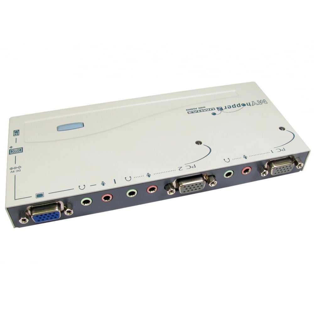Rextron 2 Port Dual Monitor USB SVGA, VGA KVM Switch, 1920 x 1440 Maximum Resolution