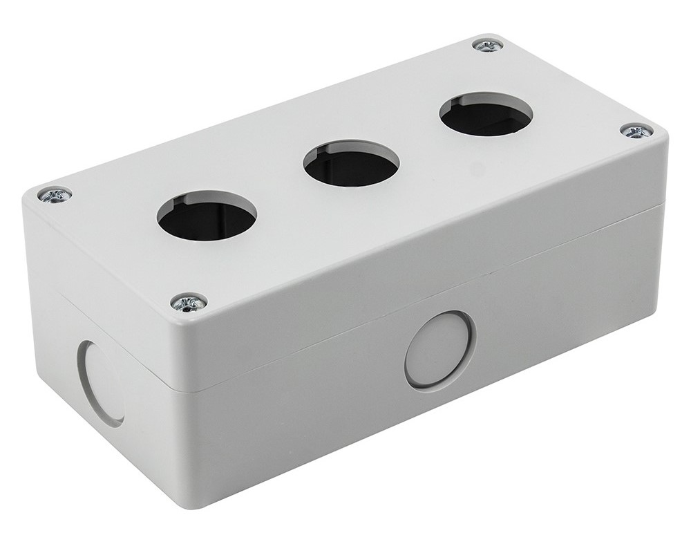 RS PRO Grey Plastic Control Station Enclosure - 3 Hole 22 mm Diameter