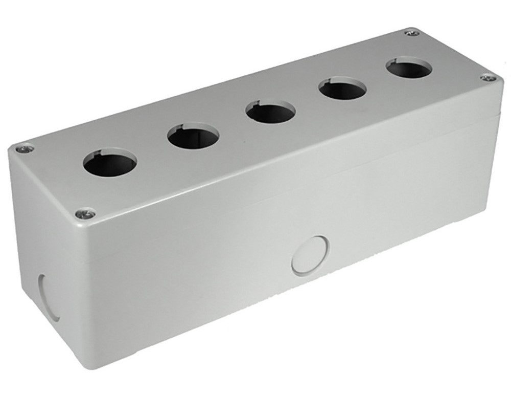 RS PRO Grey Plastic Control Station Enclosure - 5 Hole 22 mm Diameter