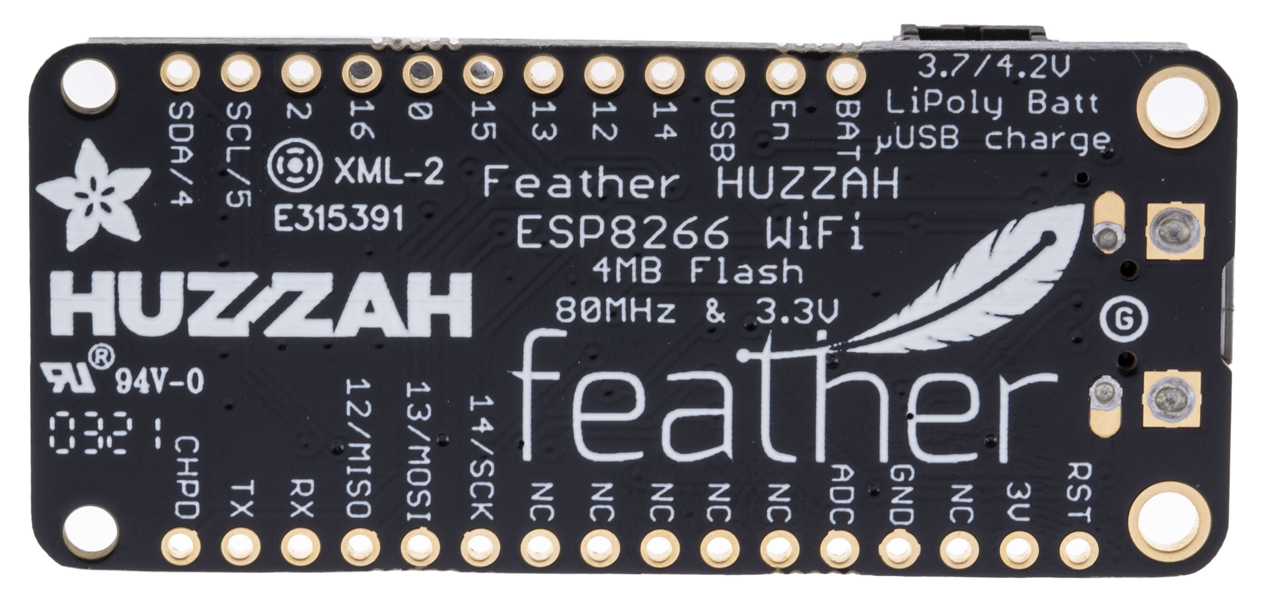 2821 ADAFRUIT INDUSTRIES Feather HUZZAH WiFi Development Board