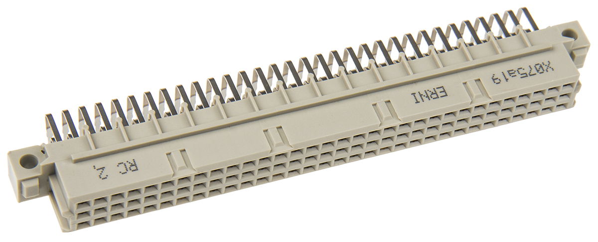 ERNI DIN 41612 96 Way 2.54 mm Pitch, Type C/2, Type Solder Class Class C2, 3 Row Female, Right Angle DIN 41612 Connector