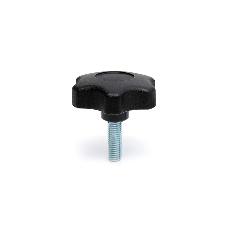 RS PRO Black Thermoplastic Multiple Lobes Clamping Knob, M8 x 40, Threaded Stud