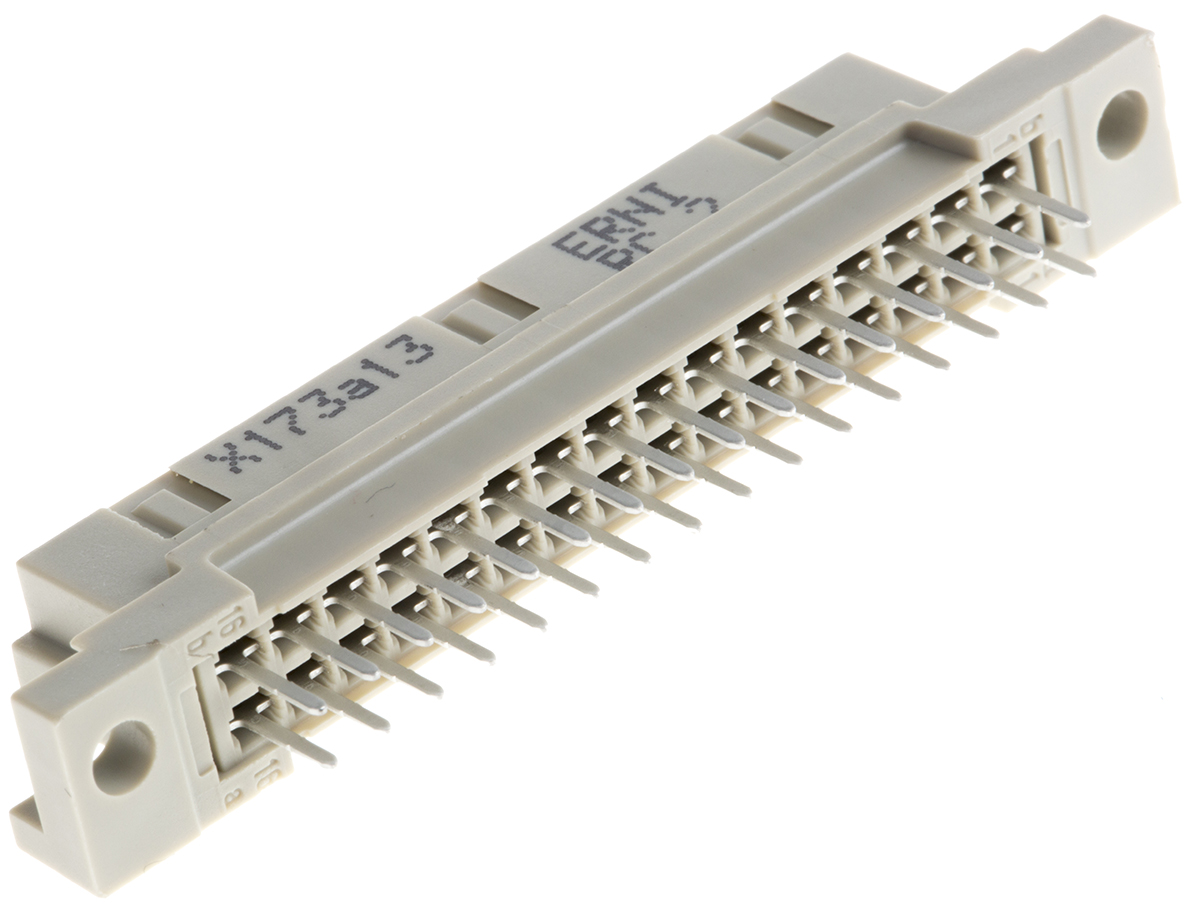 ERNI DIN 41612 32 Way 2.54 mm Pitch, Type Through Hole, Type C/2, Type Solder Class Class C2, 2 Row Female, Straight DIN
