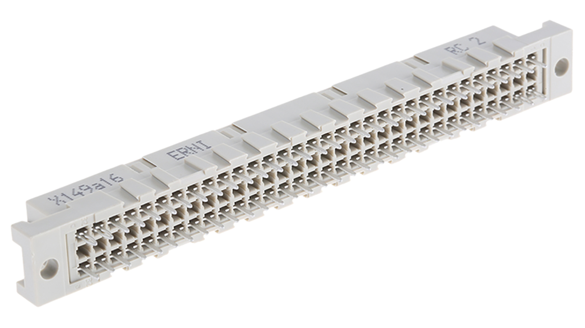 ERNI DIN 41612 64 Way 2.54 mm Pitch, Type Through Hole, Type C/2, Type Solder Class Class C2, 2 Row Female, Straight DIN